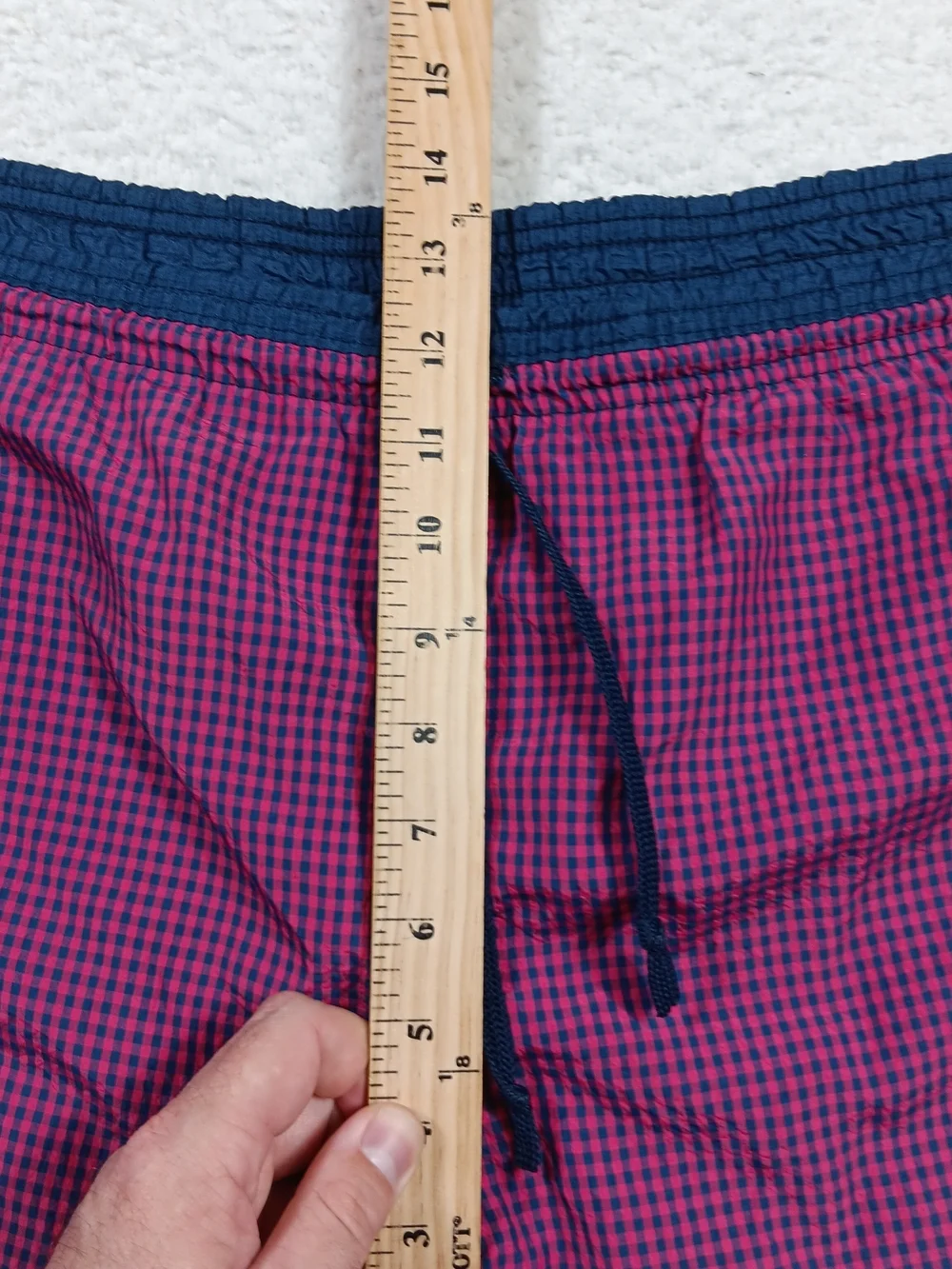 Vintage Umbro Shorts Mens Large (XXL) Check Plaid Nylon Soccer Rugby Drawstring